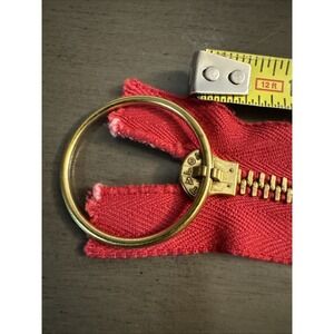 USA Vintage 1970s RING-PULL TAB ZIPPER Metal BRASS/RED, 25.5 ‎ Heavy Duty Jacket